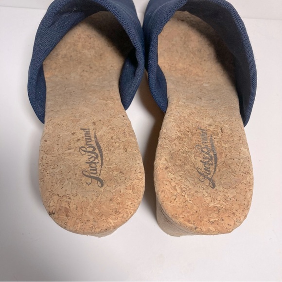 LUCKY BRAND Marilynn Wedge Sandals Tall Heels Navy Blue Womens Size 9 - Picture 7 of 14
